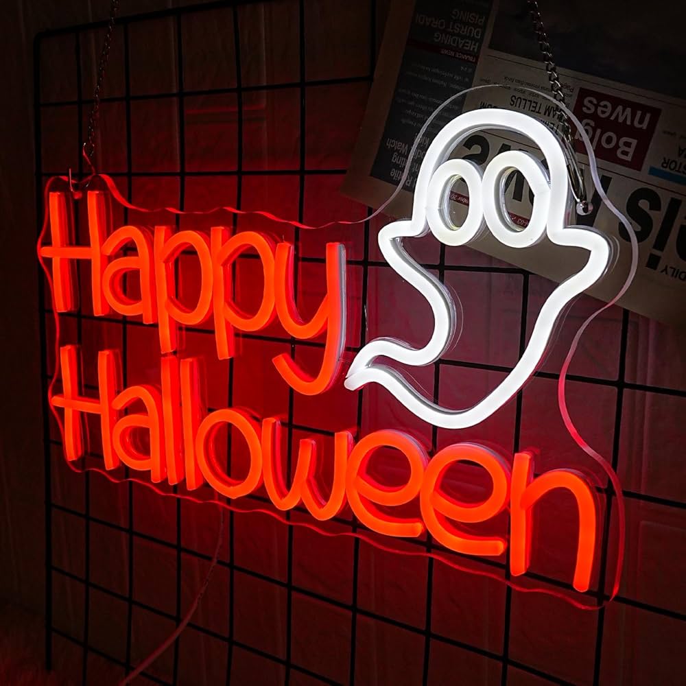 Amazon.co.jp: LMSIGNLY ハッピーハロウィンネオンサイン 壁の